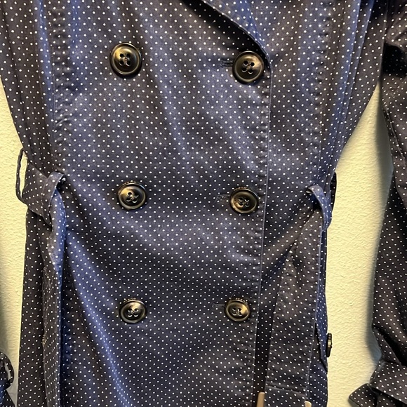 Guess Jacket Small Polka Dot Trench Coat Double Breasted Belted Lined Coat Small - Picture 9 of 14